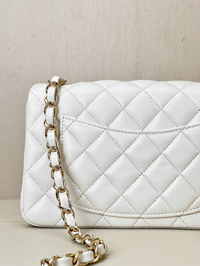 Small Chanel Lambskin Flap Bag A01116 White