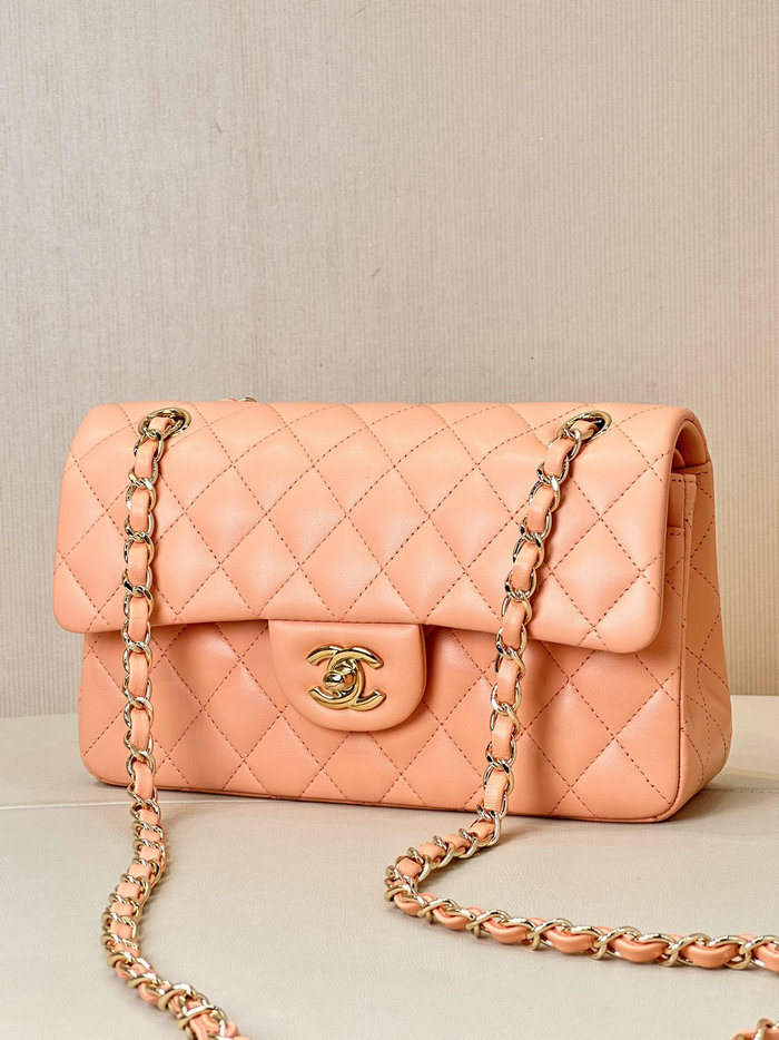 Small Chanel Lambskin Flap Bag A01117 Nude