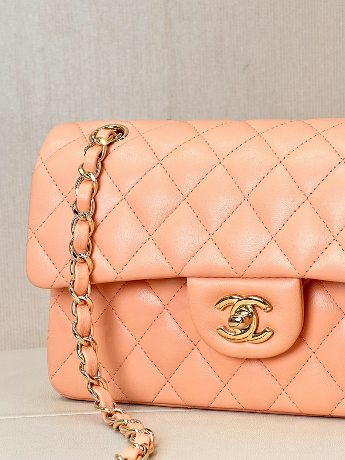 Small Chanel Lambskin Flap Bag A01117 Nude