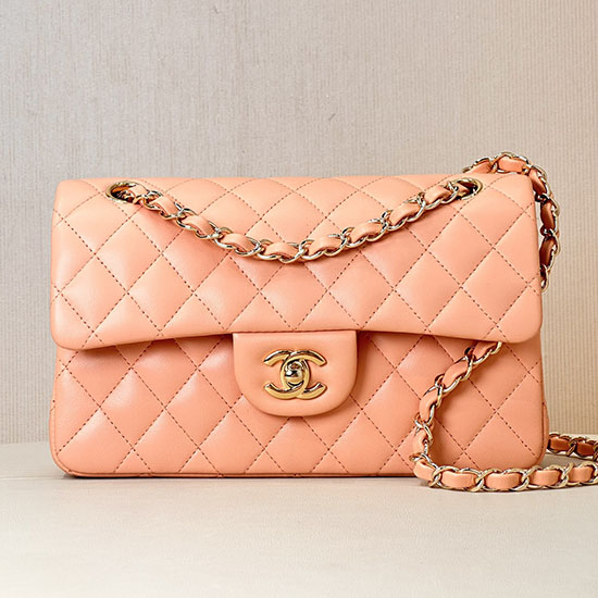 Small Chanel Lambskin Flap Bag A01117 Nude