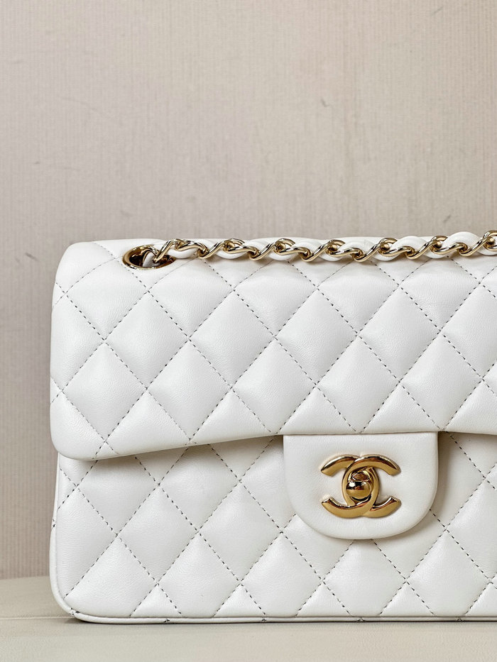 Small Chanel Lambskin Flap Bag A01117 White