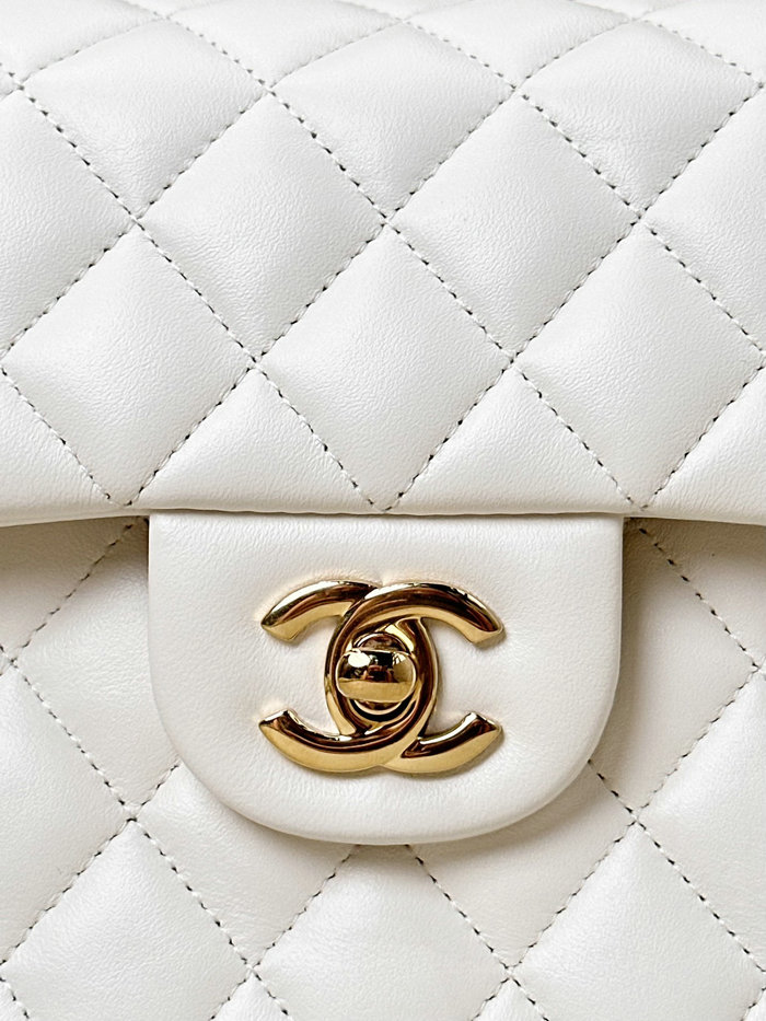 Small Chanel Lambskin Flap Bag A01117 White