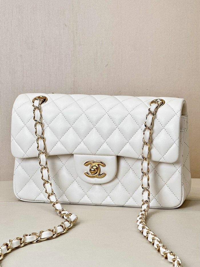 Small Chanel Lambskin Flap Bag A01117 White