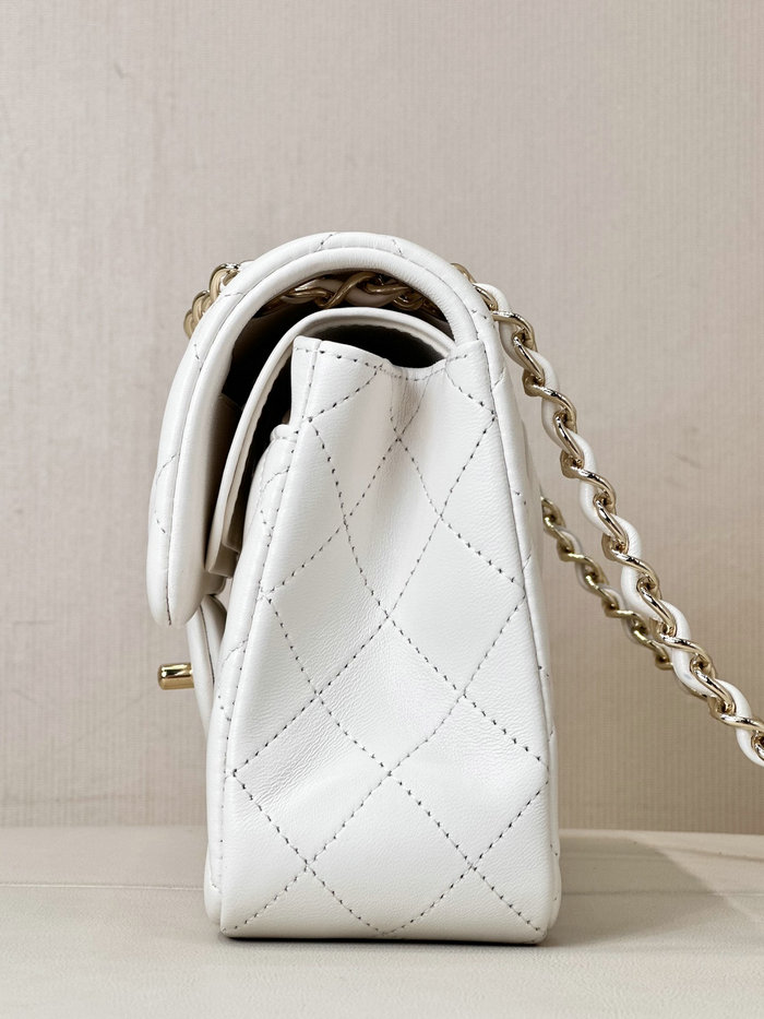 Small Chanel Lambskin Flap Bag A01117 White