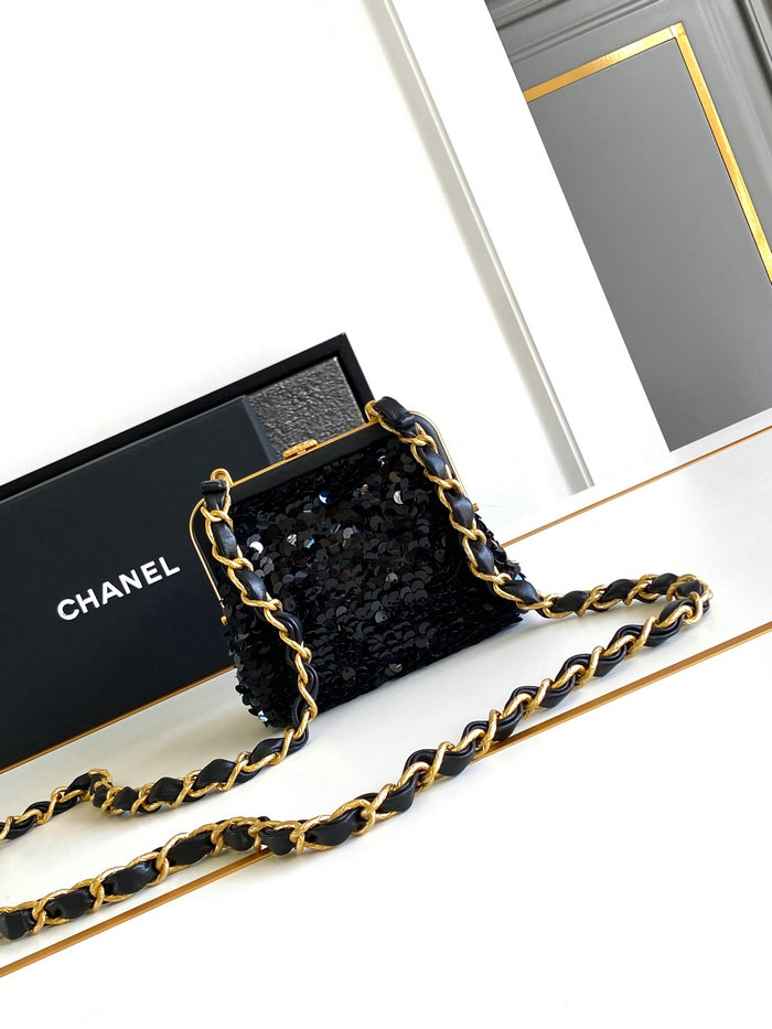 Chanel Mini Sequins Clutch With Chain AP4028