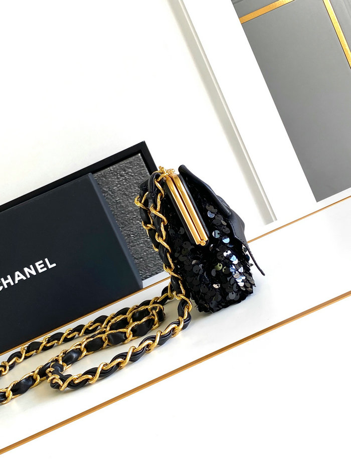 Chanel Mini Sequins Clutch With Chain AP4028