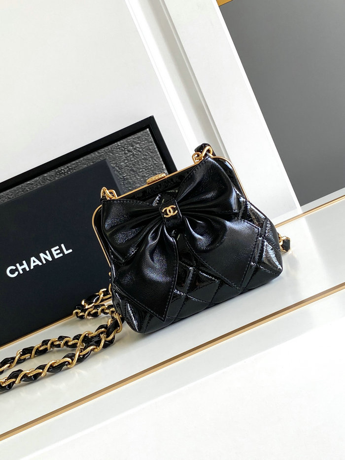 Chanel Mini Shiny Lambskin Clutch AP4028 Black