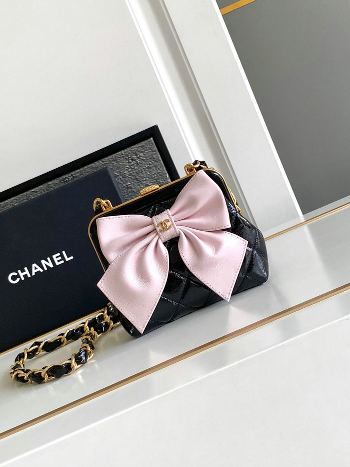 Chanel Mini Shiny Lambskin Clutch AP4028 Black