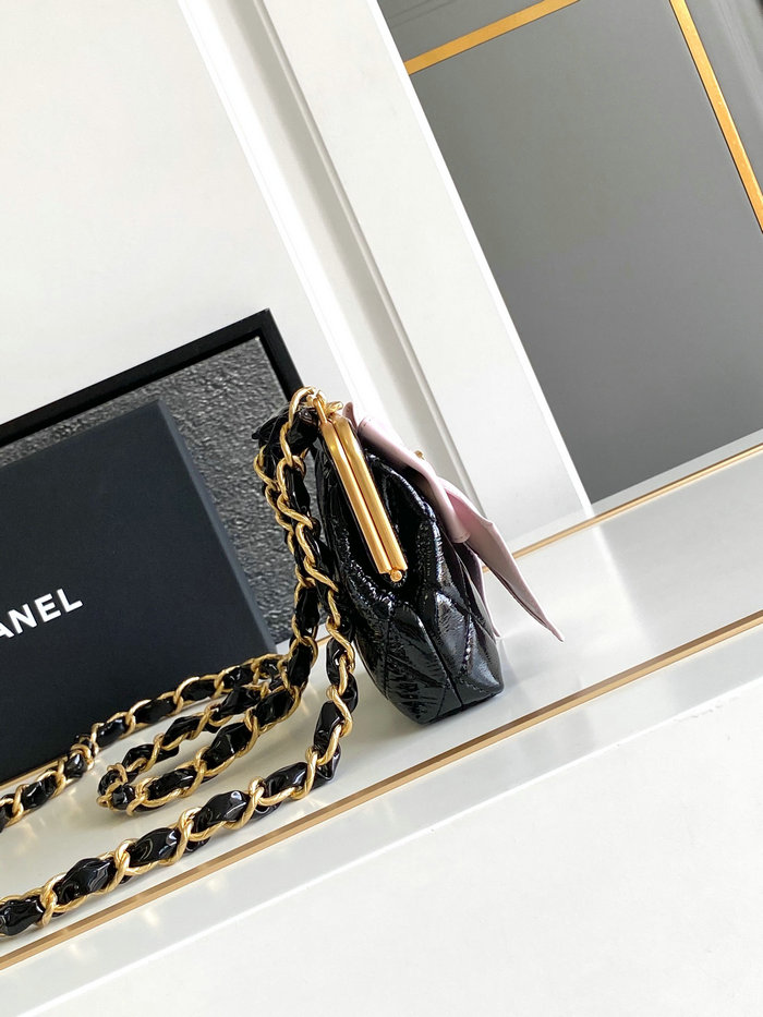 Chanel Mini Shiny Lambskin Clutch AP4028 Black