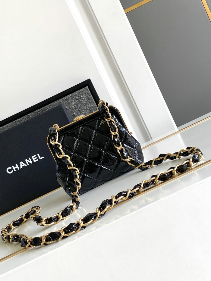 Chanel Mini Shiny Lambskin Clutch AP4028 Black