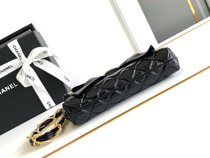 Chanel Small Shiny Lambskin With Chain AP4027 Black