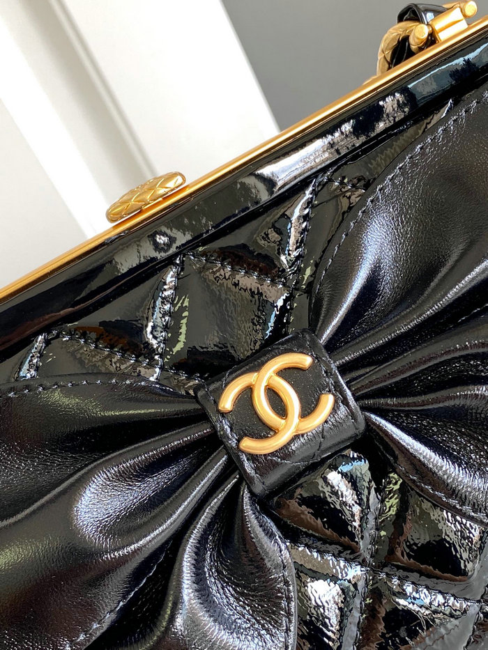 Chanel Small Shiny Lambskin With Chain AP4027 Black