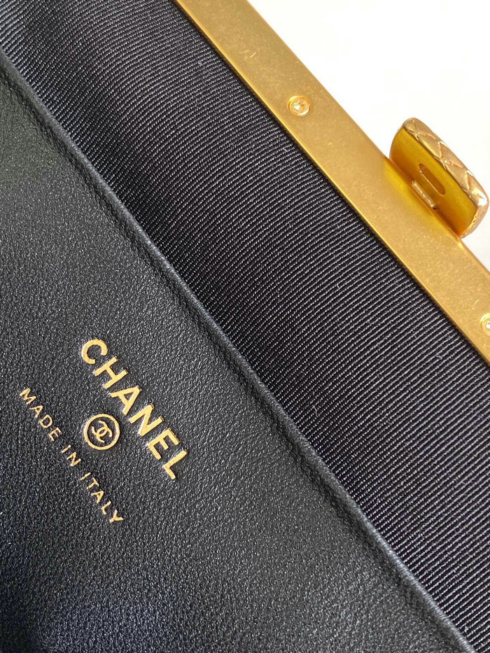 Chanel Small Shiny Lambskin With Chain AP4027 Black