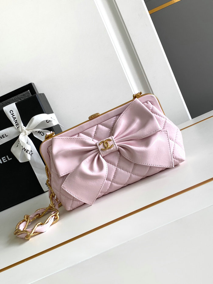 Chanel Small Shiny Lambskin With Chain AP4027 Pink