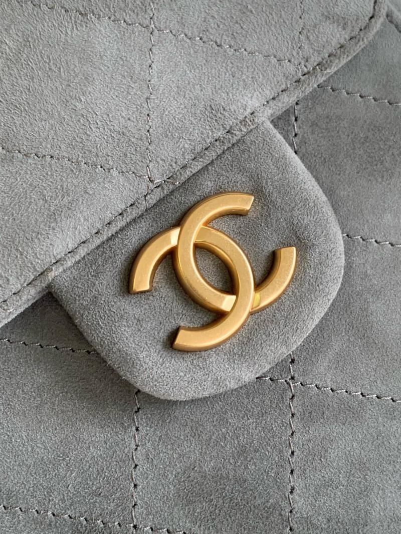 Chanel Suede Leather Shoulder Bag Grey A99921