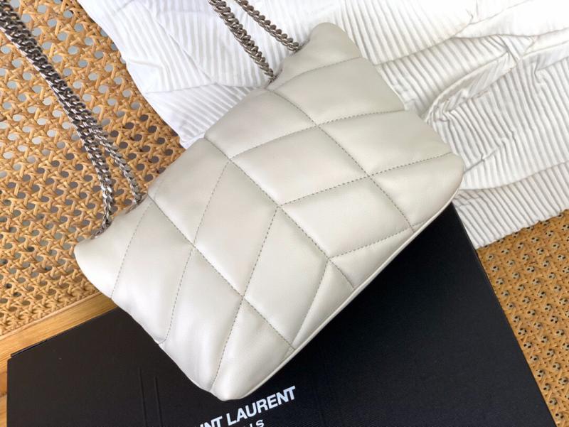 Saint Laurent Loulou Toy Puffer Bag 759337 White with Silver