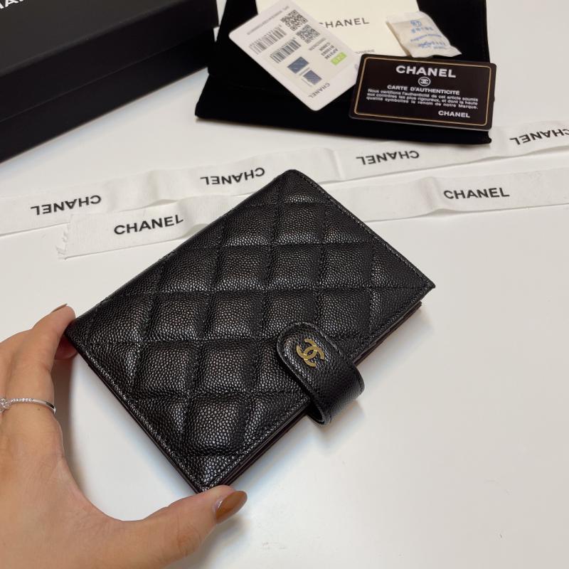 Chanel Grain Calfskin Passport Holder AP3196 Black with Gold