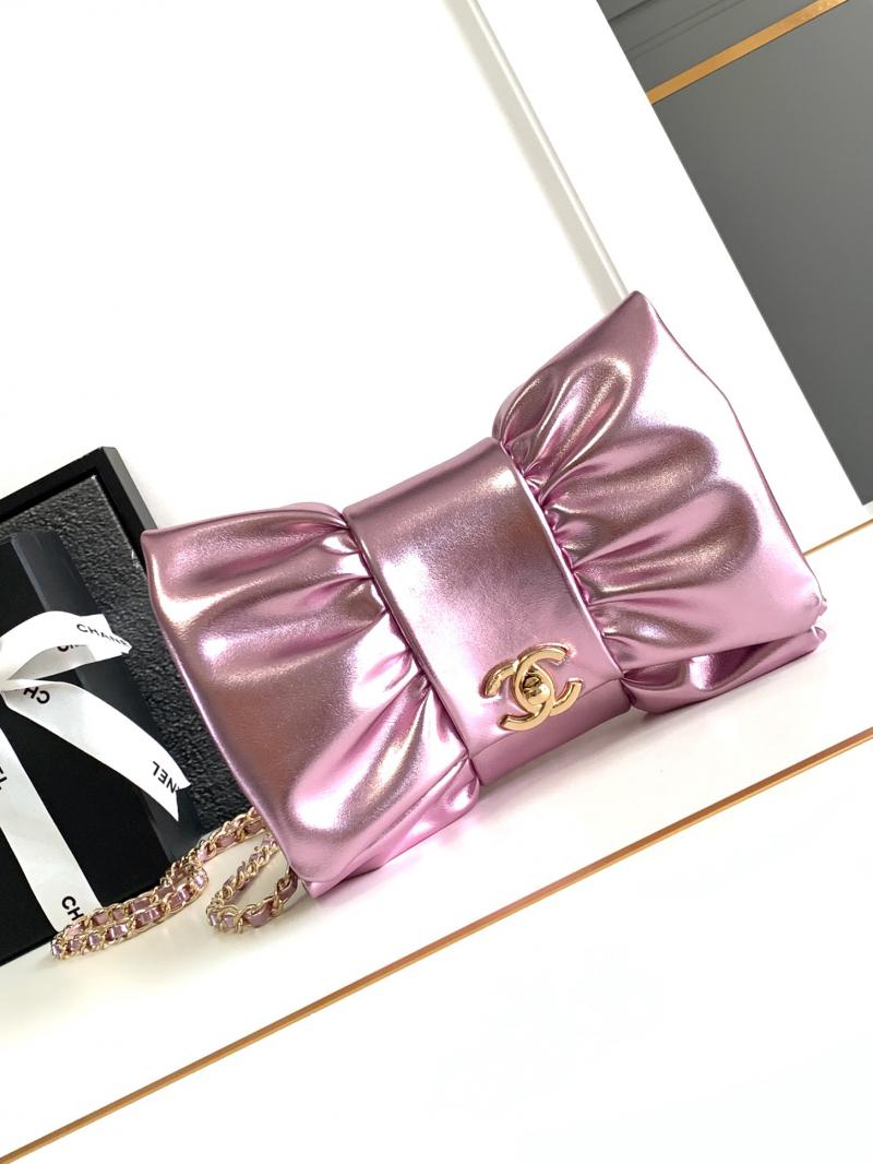 Chanel Metallic Lambskin Clutch AS5129 Pink