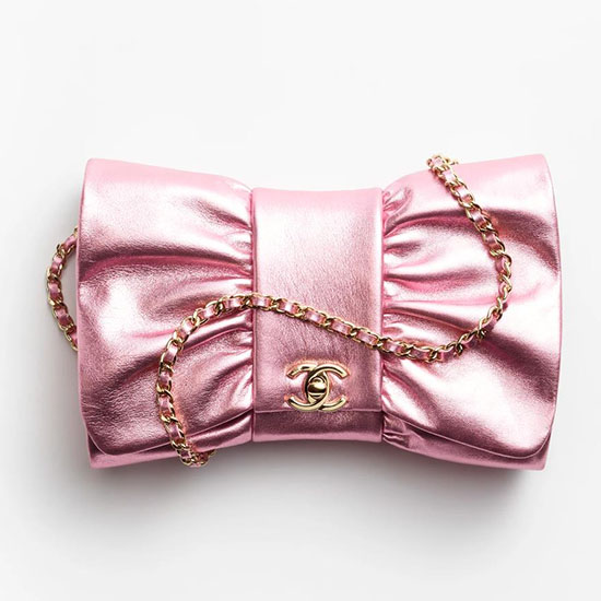 Chanel Metallic Lambskin Clutch AS5129 Pink