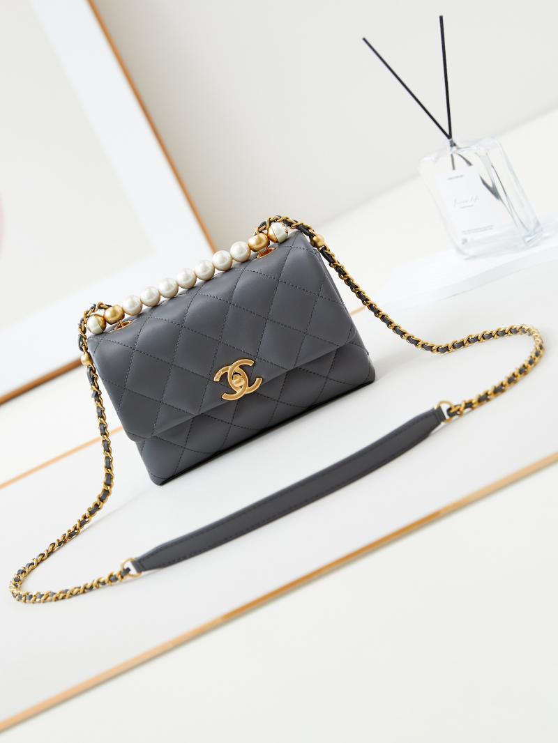 Chanel Mini Flap Bag with Top Handle AS5001 Grey