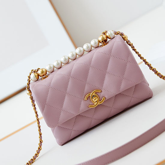 Chanel Mini Flap Bag with Top Handle AS5001 Pink