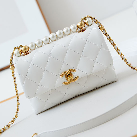 Chanel Mini Flap Bag with Top Handle AS5001 White