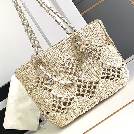 Chanel Raffia Small Tote AS4714 Beige