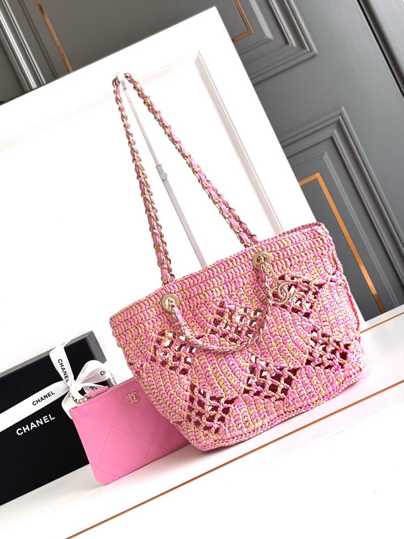 Chanel Raffia Small Tote AS4714 Pink