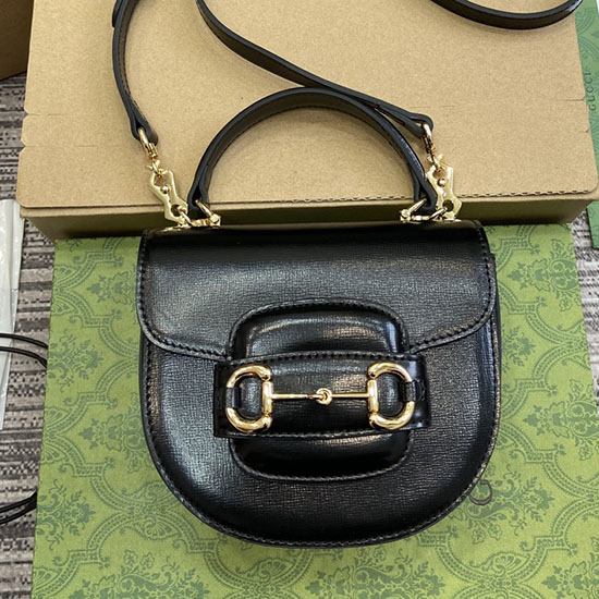 Gucci Horsebit 1955 Leather Mini Top Handle Bag 781387 Black