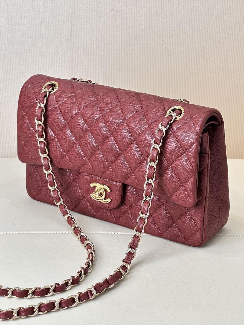 Medium Chanel Grained Calfskin Flap Bag A01112 Burgundy