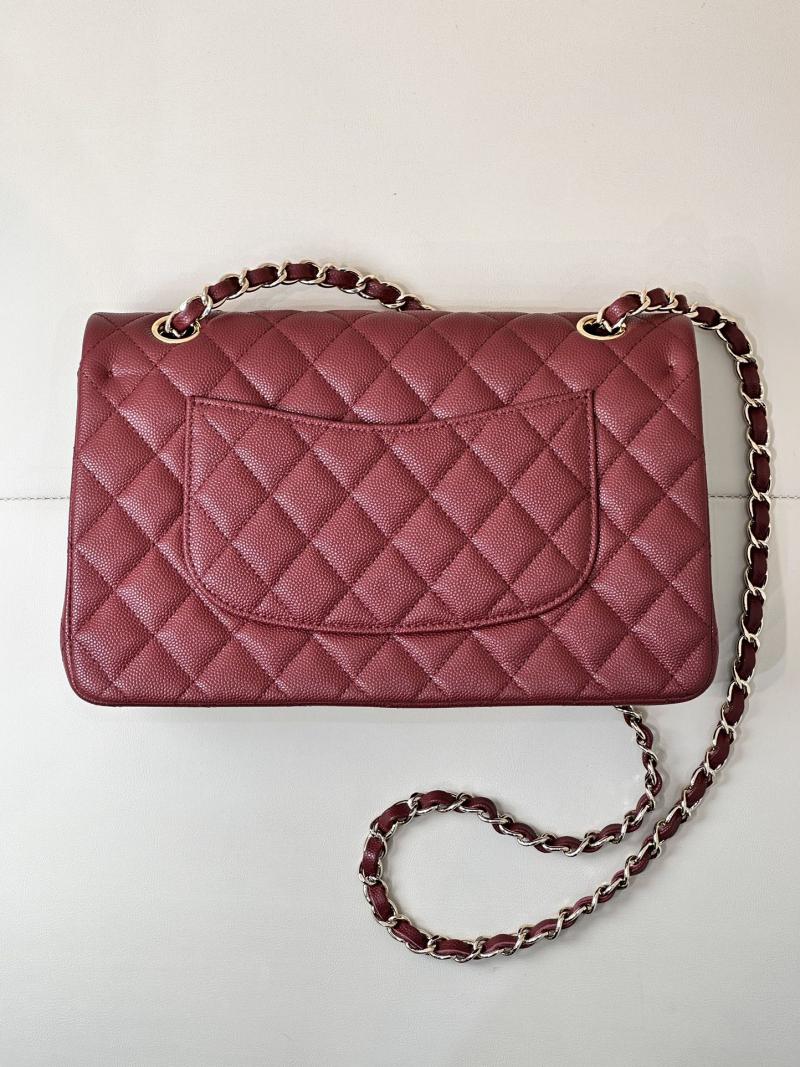 Medium Chanel Grained Calfskin Flap Bag A01112 Burgundy