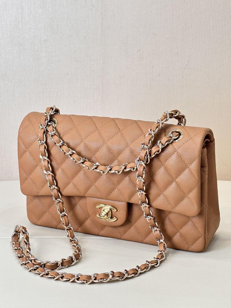 Medium Chanel Grained Calfskin Flap Bag A01112 Caramel