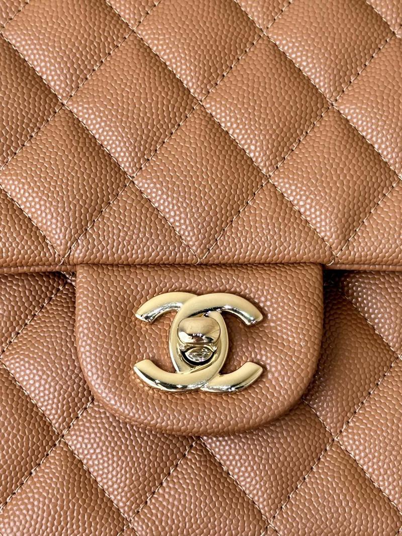 Medium Chanel Grained Calfskin Flap Bag A01112 Caramel