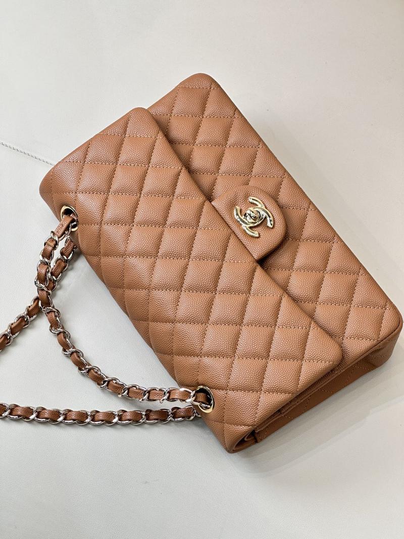 Medium Chanel Grained Calfskin Flap Bag A01112 Caramel