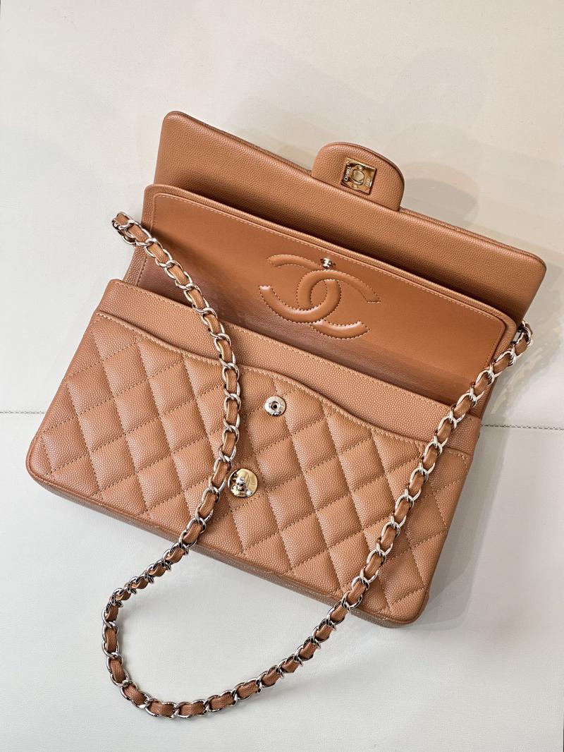 Medium Chanel Grained Calfskin Flap Bag A01112 Caramel