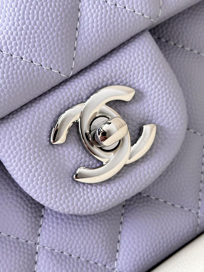 Medium Chanel Grained Calfskin Flap Bag A01112 Lavender purple