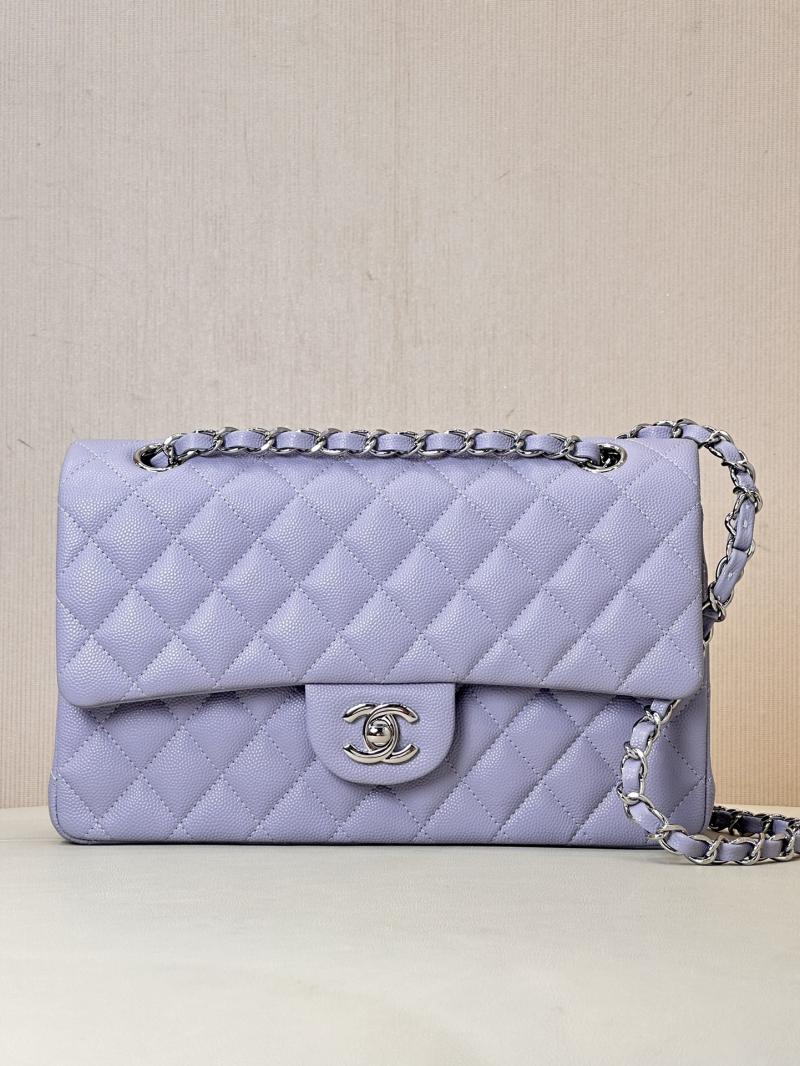 Medium Chanel Grained Calfskin Flap Bag A01112 Lavender purple