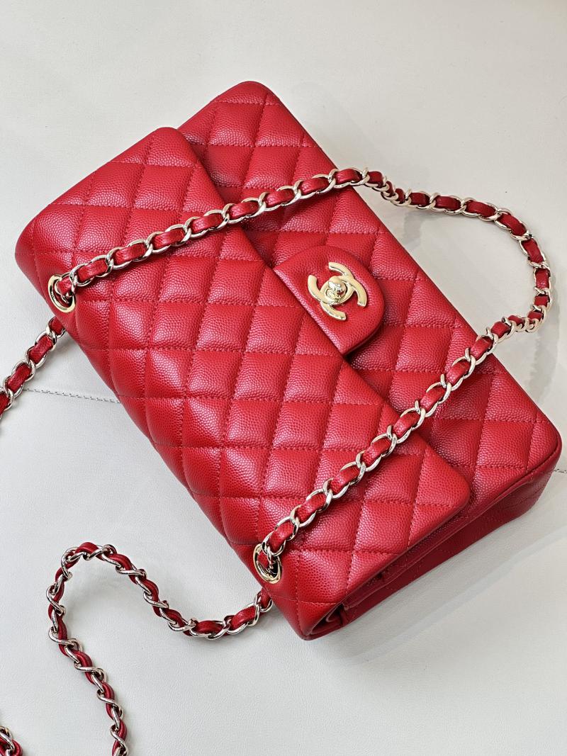 Medium Chanel Grained Calfskin Flap Bag A01112 Red