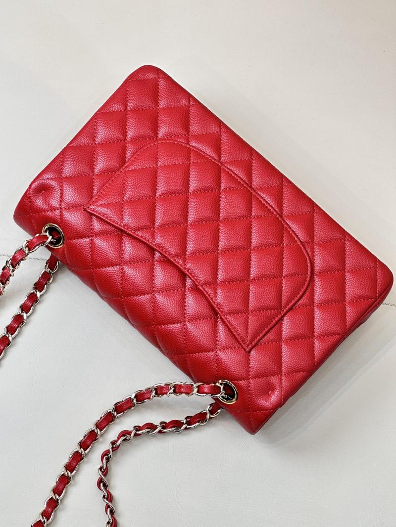 Medium Chanel Grained Calfskin Flap Bag A01112 Red