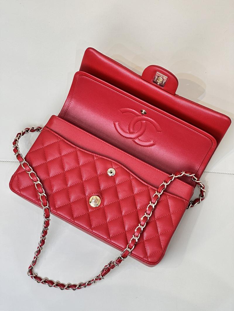 Medium Chanel Grained Calfskin Flap Bag A01112 Red