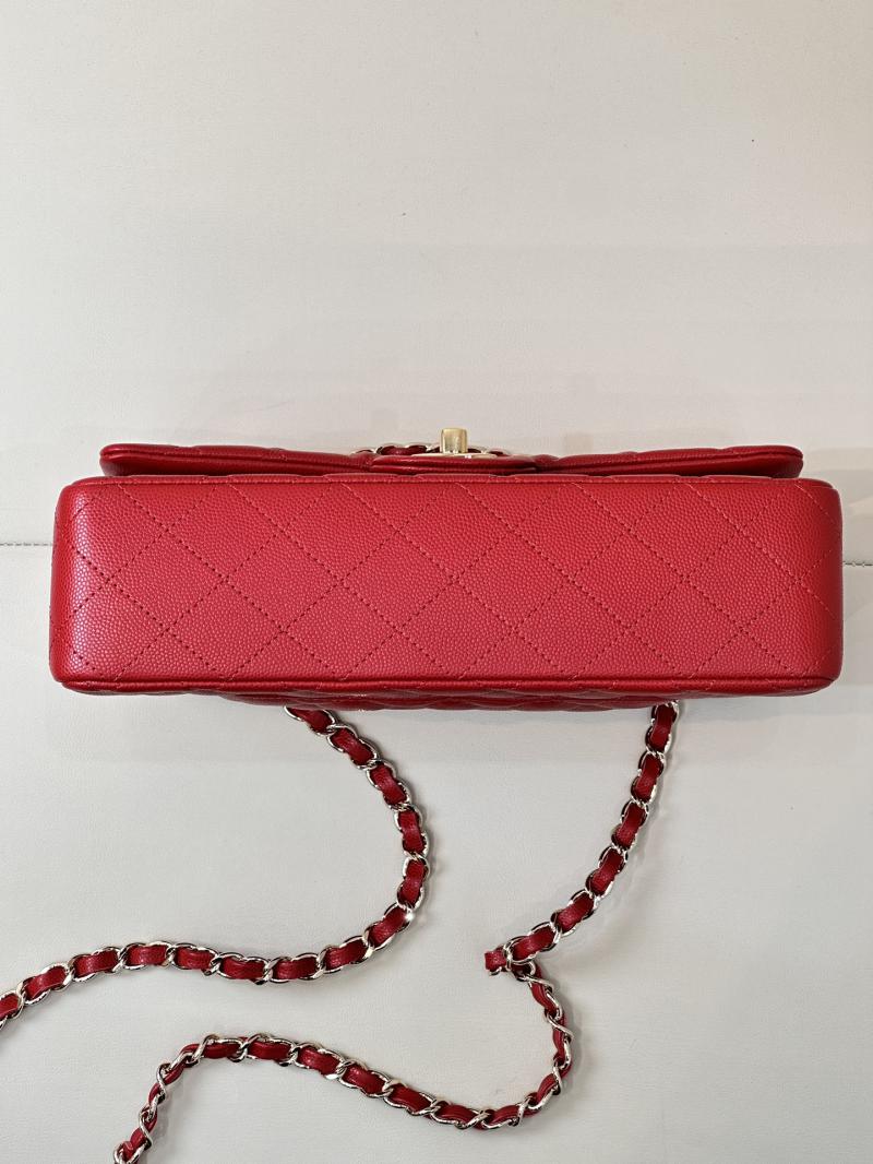 Medium Chanel Grained Calfskin Flap Bag A01112 Red