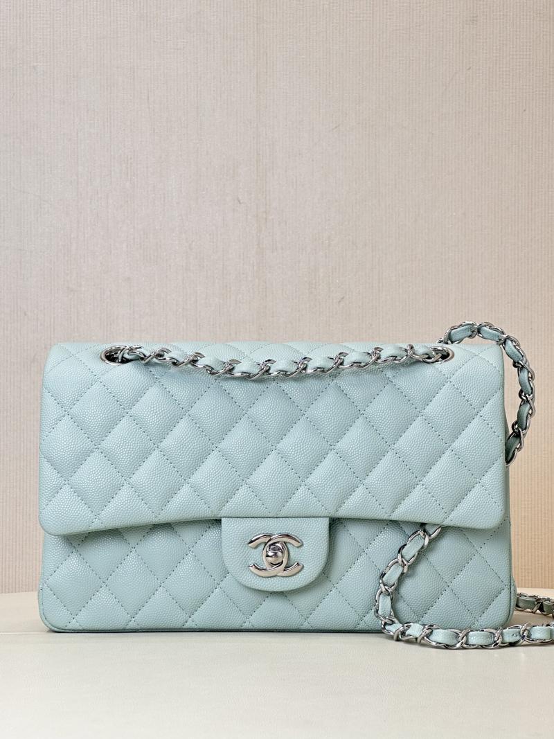 Medium Chanel Grained Calfskin Flap Bag A01112 Teal