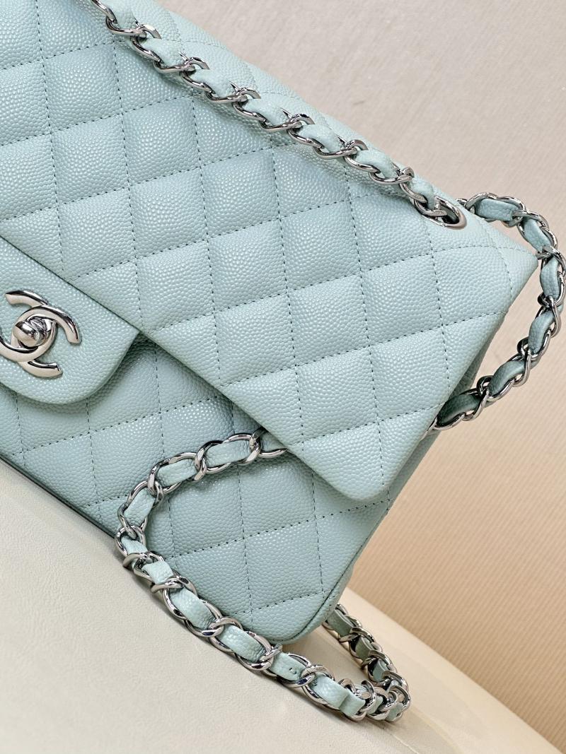 Medium Chanel Grained Calfskin Flap Bag A01112 Teal