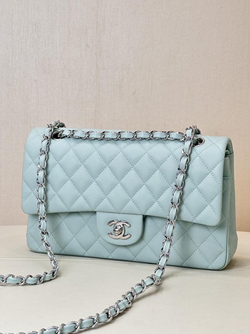 Medium Chanel Grained Calfskin Flap Bag A01112 Teal