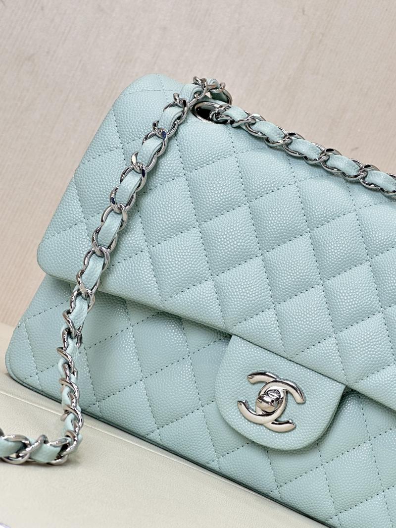 Medium Chanel Grained Calfskin Flap Bag A01112 Teal