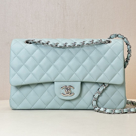 Medium Chanel Grained Calfskin Flap Bag A01112 Teal