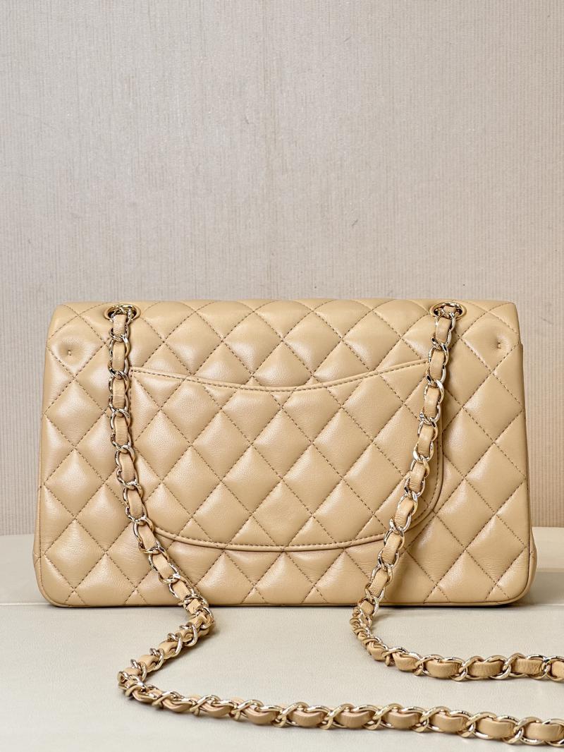 Medium Chanel Lambskin Flap Bag Beige A01112