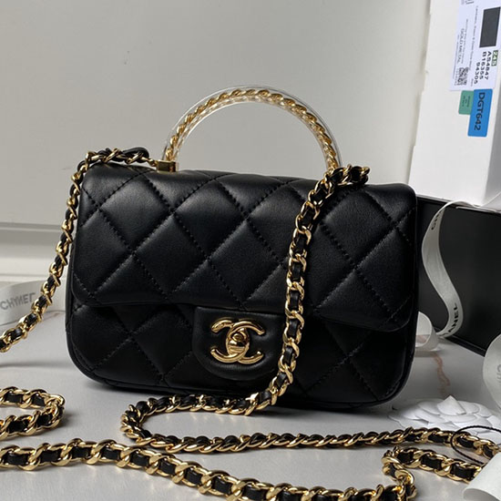 Mini Chanel Flap Bag with Top Handle AS4847 Black