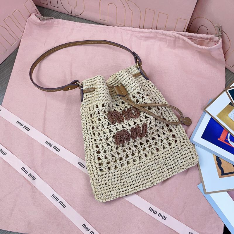 Miu Miu Woven fabric mini-bag 5ND016 Beige