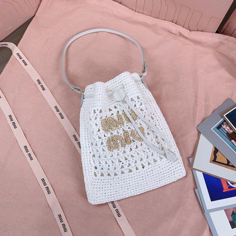 Miu Miu Woven fabric mini-bag 5ND016 White